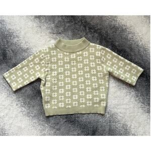 Princess Polly Ribbed Green Floral Mock Neck Pullover Sweater Size Small Medium